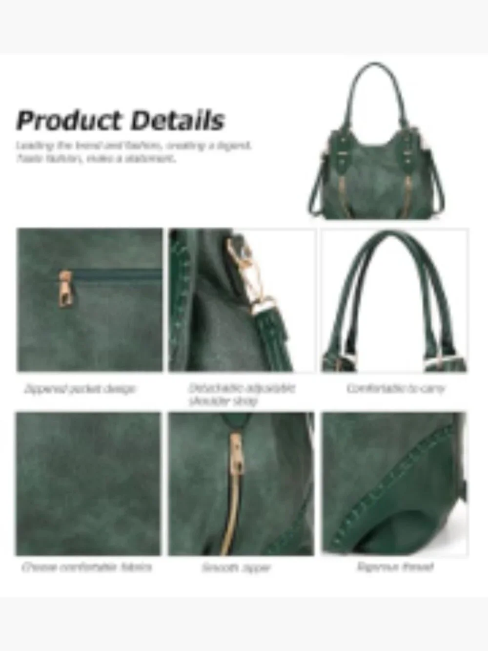 Vintage Large PU Hobo Tote Bag Satchel Purse with Strap Women Scratch-resistant